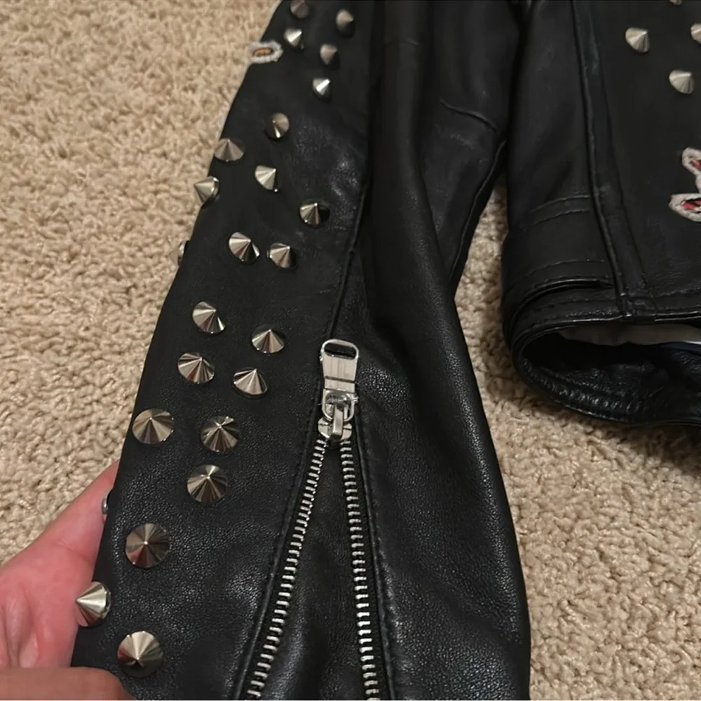 Embroidered Studded Moto Jacket – Statement Piece - Picture 9 of 11